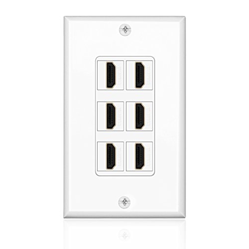 TNP HDMI Wall Plate (6 Port, White) HDMI Face Plate Socket Insert Jack