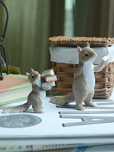 Gemmia Miniature Fairy Garden Squirrel Figurine-Raise Books Squirrel #TOP2