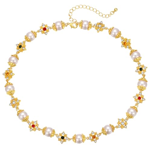 GZQ Chunky Beaded Choker Necklace for Women, Trendy White Pearl and Colorful Necklace for Women,Jewelry Gift(N3-6)