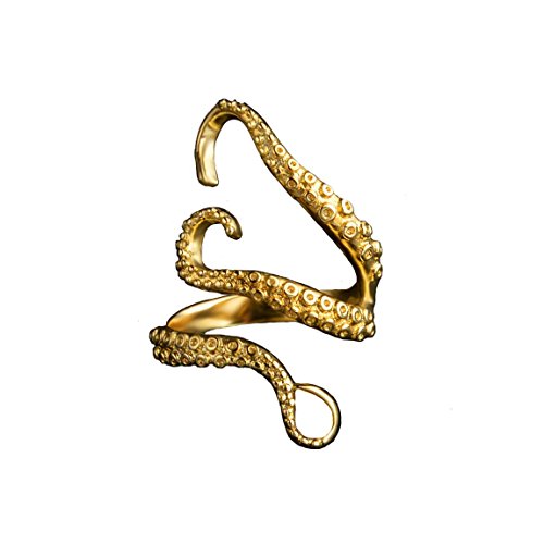 Brbam Adjustable Punk Style Octopus Tentacle Ring Unisex Devilfish Jewelry Gift (Gold) #TOP10