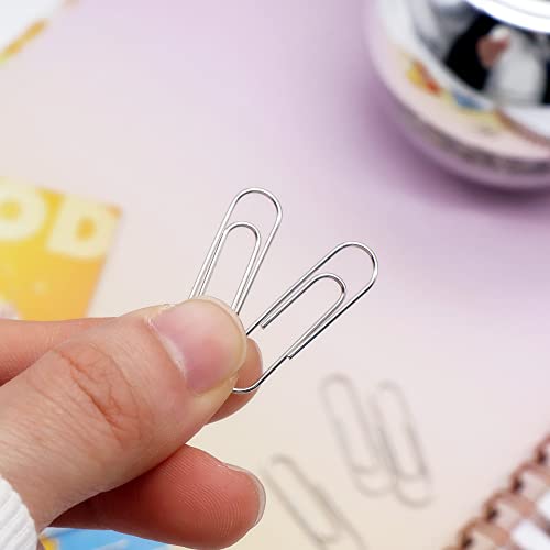 100Pcs 28Mm Silver Paper Clips Medium Size Paperclips In Shiny Silver Round Paper Clips Holder With Built-In Magnetic Ring For Desk Organizer Accessories (Silver) #TOP2