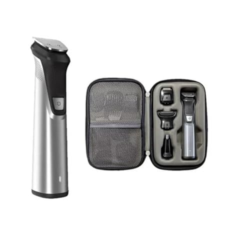 Philips Norelco Multi Groomer - 25 Piece Mens Grooming Kit for Beard, Body, Face, Nose, and Ear Hair Trimmer,Shaver, and Clipper with Premium Storage Case - NO Blade Oil Needed, MG7770/49