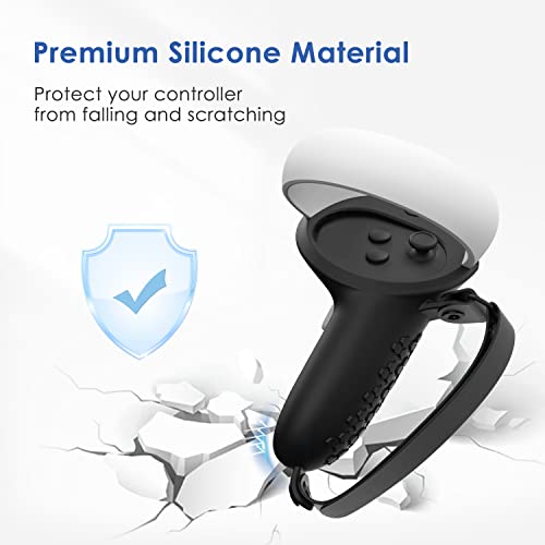 Zybergears Vr Controller Grips For Oculus Quest 2 Controller Accessories, Silicone Controller Replacement With Velcro Strap For Meta Quest 2 Black #TOP2