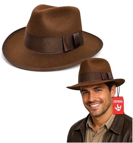 Morph Brown Fedora Hat for Women Brown Fedora Men Gangster Hat 1920s Hats Mobster Hats Adult Fedora Costume Accessories Detective Costume Accessories One Size Fits All