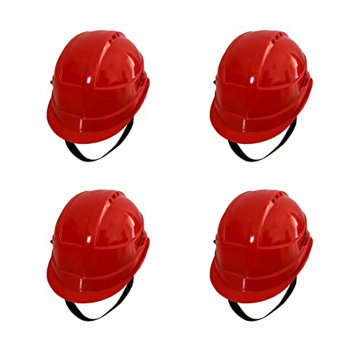 Image of LADWA Red Heavy Duty Director Safety Helmet, ISI Marked Industrial Protective Hard Hat for Construction and Outdoor Workplace Safety Use (Pack of 4)