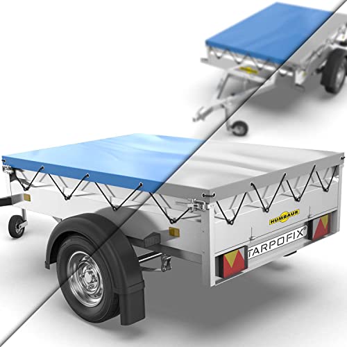 Tarpofix® Bâche protection plate 258 x 136 x 8 cm avec corde de bâche - Bâche de remorque renforcée en PVC - Bache pour remorque divers modèles de remorques de voitures de 750kg & 1000kg