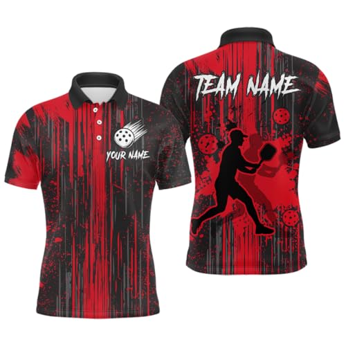 PIONAMZIOZ Custom Pickleball Jersey Pickleball Shirt Women Men Team Pickleball Polo & Quarter-Zip Pickleball (US, Alpha, Small, 5X-Large, Regular, Regular, Red)