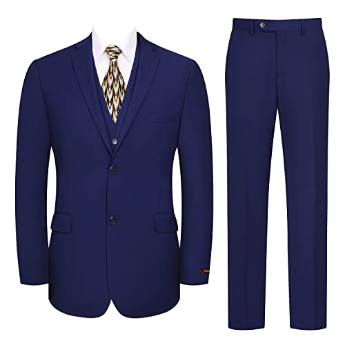 P&L Men's 3 Piece Slim Fit Suit Set Two Buttons Solid Office Jacket Vest Pants Dress Suit