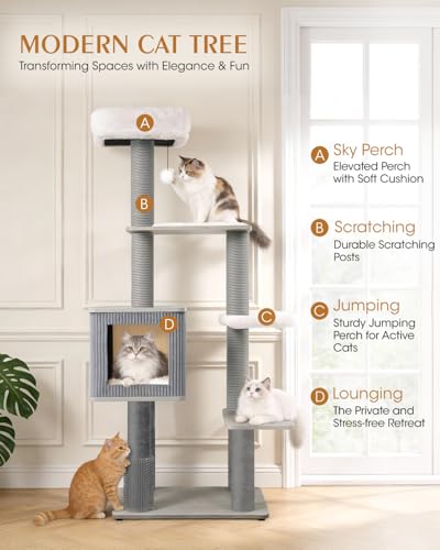 Árbol para gatos multi-nivel gris claro pesado miniatura 2