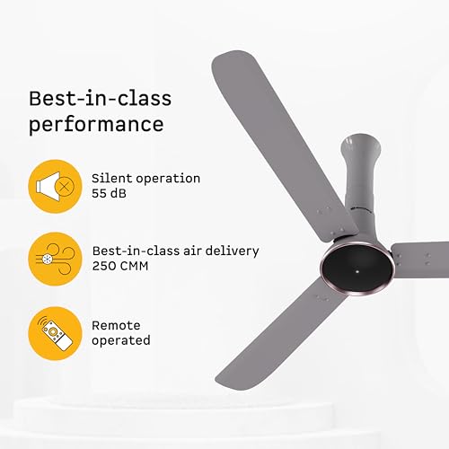 Image of atomberg Studio Ventra 1250mm BLDC Ceiling Fan with Remote Control | | BEE 5-star rated | Advance Air+ Technology| LED Speed Indicator | Low Noise | 5 Year Warranty | Urban Chrome