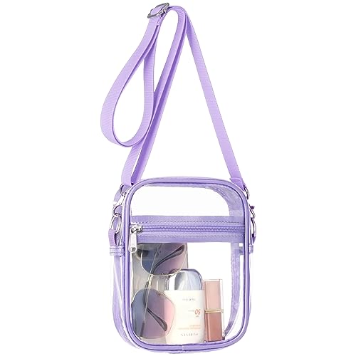 Image of PACKISM Clear Purse for Stadium Events - Clear Crossbody Bag for Women | Adjustable Wide Strap, 2 Easy-Access Pockets, Thick 0.5mm PVC, for Sport Game Day Concert Festival, Clear Bag Stadium Events