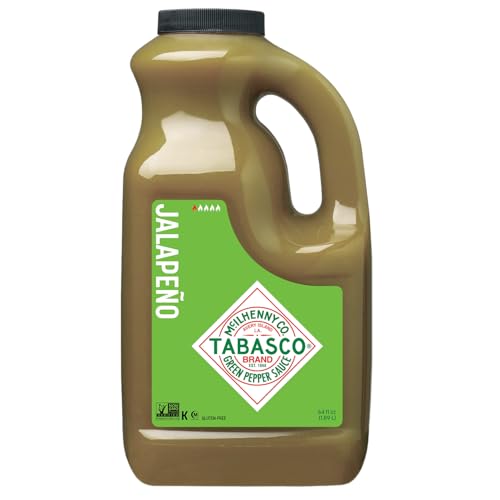 TABASCO® Brand Green Jalapeno Pepper Sauce, Mild Hot Sauce, Bulk Plastic Jug, Balanced Jalapeno Sauce, Perfect for Large Recipes, Great on Mexican Dishes & More, 64 Fl Oz (Pack of 1)