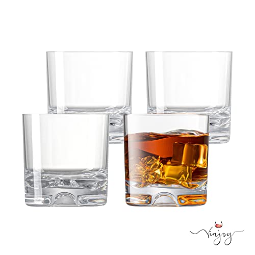 Unbreakable Plastic Whiskey Glasses (Set Of 4) 9 Oz Dishwasher Safe, Shatterproof Tritan Drinking Glasses For Whiskey, Durable Plastic Wine Glass, Plastic Rocks Glass, Bar Glasses Sets For Home #TOP7