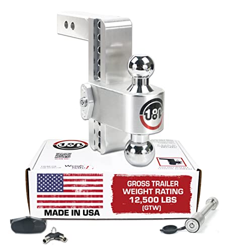 Weigh Safe 180 Hitch CTB8-2-KA Aluminum Adjustable 8" Drop & Chromed Steel Ball for 2" Receiver 12,500 GTW