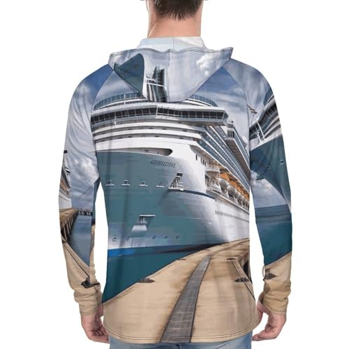 Men's Sun Shirts UPF 50+ Rash Guard Long Sleeve Sun Protection Hoodie Cruise Ship Lightweight Shirt XL White3