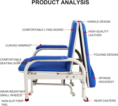 Image of Hospital Care Chair,Outpatient Medical Nursing Chair,Hospital Accompanying Chair Bed,Dual-Purpose Multifunctional Medical Portable Folding Chair, Portable Folding Chair Bed,Blue