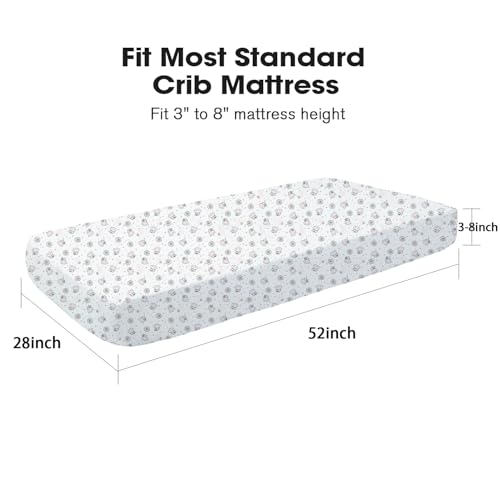 Image of Little Grape Land Crib Sheets 2 Pack for Boys and Girls, Baby Neutral Crib Fitted Sheets for Standard Crib & Toddler Mattress, Super Soft Breathable Fitted Crib Sheet Set