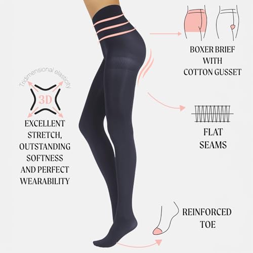 Image of CALZITALY Opaque Shaping Tights | S, M, L, XL, XXL, 3XL, 4XL | Blue, Black | 80 DEN | Made in Italy