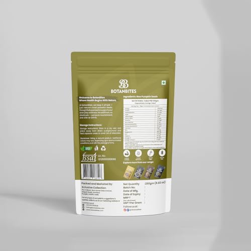 Image of BOTANBITES Pumpkin Seeds 500g | High in Protein & Fibre | Kadu Ke Beej | Rich in Magnesium, Zinc & Omega-3 | Raw Seeds for Eating | Immunity Booster & Fat Loss Snack (500g)