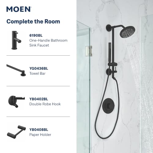 Moen Align Matte Black Eco-Performance Posi-Temp Pressure Balancing Modern Tub and Shower Trim Kit, Featuring Shower Head, Lever Handle, and Tub Spout, Valve Required, T2193EPBL - image 7