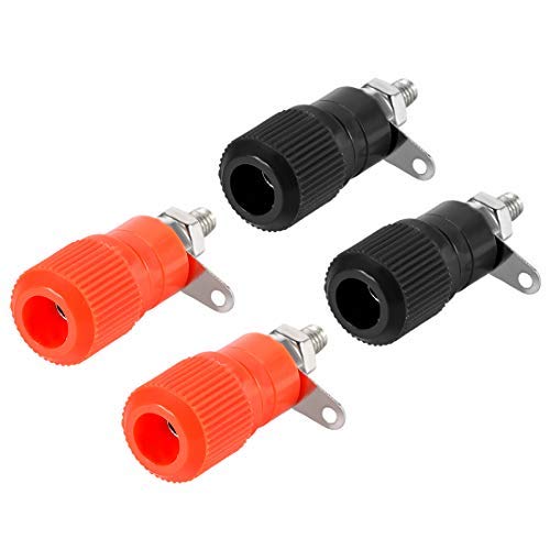 Terminali A Banana Femmina Doppi Placcati Oro Per Amplificatori - Connettori 2 Vie Da 4mm Con Vite M5, Coppia Rosso/Nero