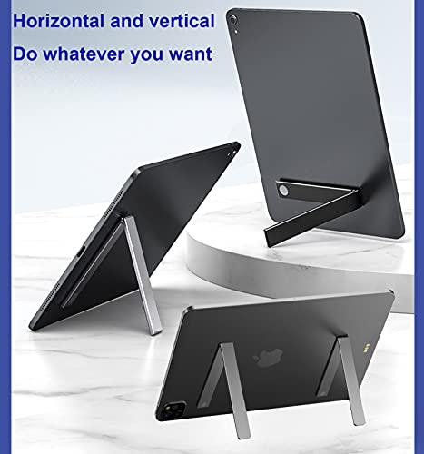 Image of Invisible Tablet Holder 2Pack Mini iPad Kickstand Upgrade Aluminum Desk Stand Multi-Angle Adjustable Foldable Pocket Compatible with iPad Air /Pro, Kindle, Sliver