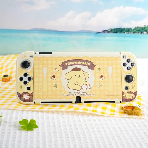 YOCORE SwitchOLEDカバー Swicth有機EL対応カバー switchOledカバー ニンテンドースイッチ有機EL対応 PC製 全面保護 薄型 傷防止 汚れ防止 耐衝撃 取り外し簡単 (OLED, 黄色犬)