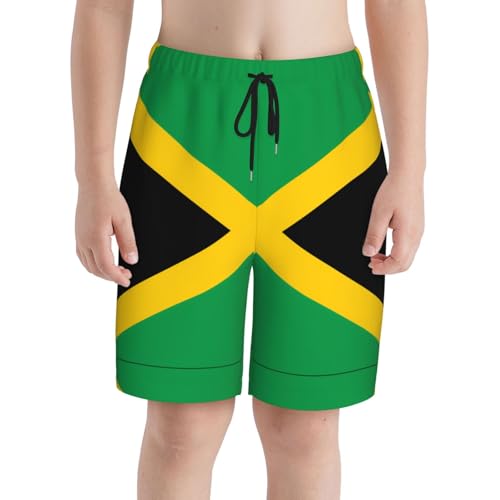Flag of Jamaica Youth Beach Pants, Soft and Breathable, with Drawstring Waist, Suitable for Sports and Leisure.3