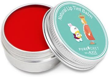 PUREFORET Natural Color Tint Lip Balm Vivid Red with Alice moisturizer Jojoba Olive Oil Shea Butter Vitamin E Travel Anti oxidant and UV Protection Care Effect chapstick 0.53 Ounce 15g
