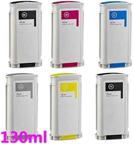 LKB 6PK Compatible HP72 Ink Cartridge Replacement with 130ML Use with designjet T1100 T1200 T1100ps T1120 SD-MFP T1120ps T2300 T610 T620 T770 Series printer (6 Pack) -UK