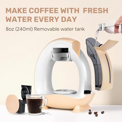 Image of KIDWILL 2 in 1 One Cup Coffee Machine Serve Coffee Maker - One Touch Automatic Coffee Machine with Reusable Coffe Brewer, Glass Cup & Accessories for Home & Office (Cream)