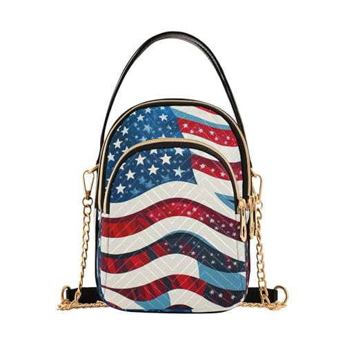 Sac à main tendance pour femme KLL avec drapeau américain et poches