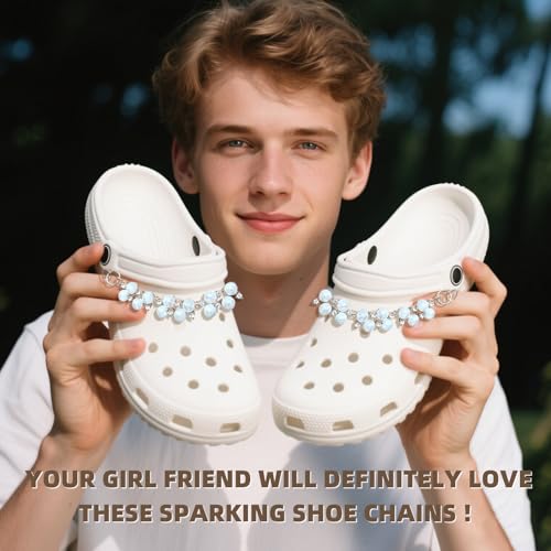 Image of Bling Shoe Chains For Adults Women Men Teens Girls Boys, Rhinestone Chain Shoe Charms For Clog Sandals,Shoe Decoration Accessories For Birthday Gifts Party Favors