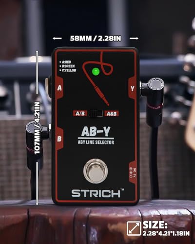 Image of STRICH Dual Channel ABY Guitar Pedal, Electric Guitar Box Line Selector, Versatile AB Switch, True Bypass for Electric Guitar, Red and Black