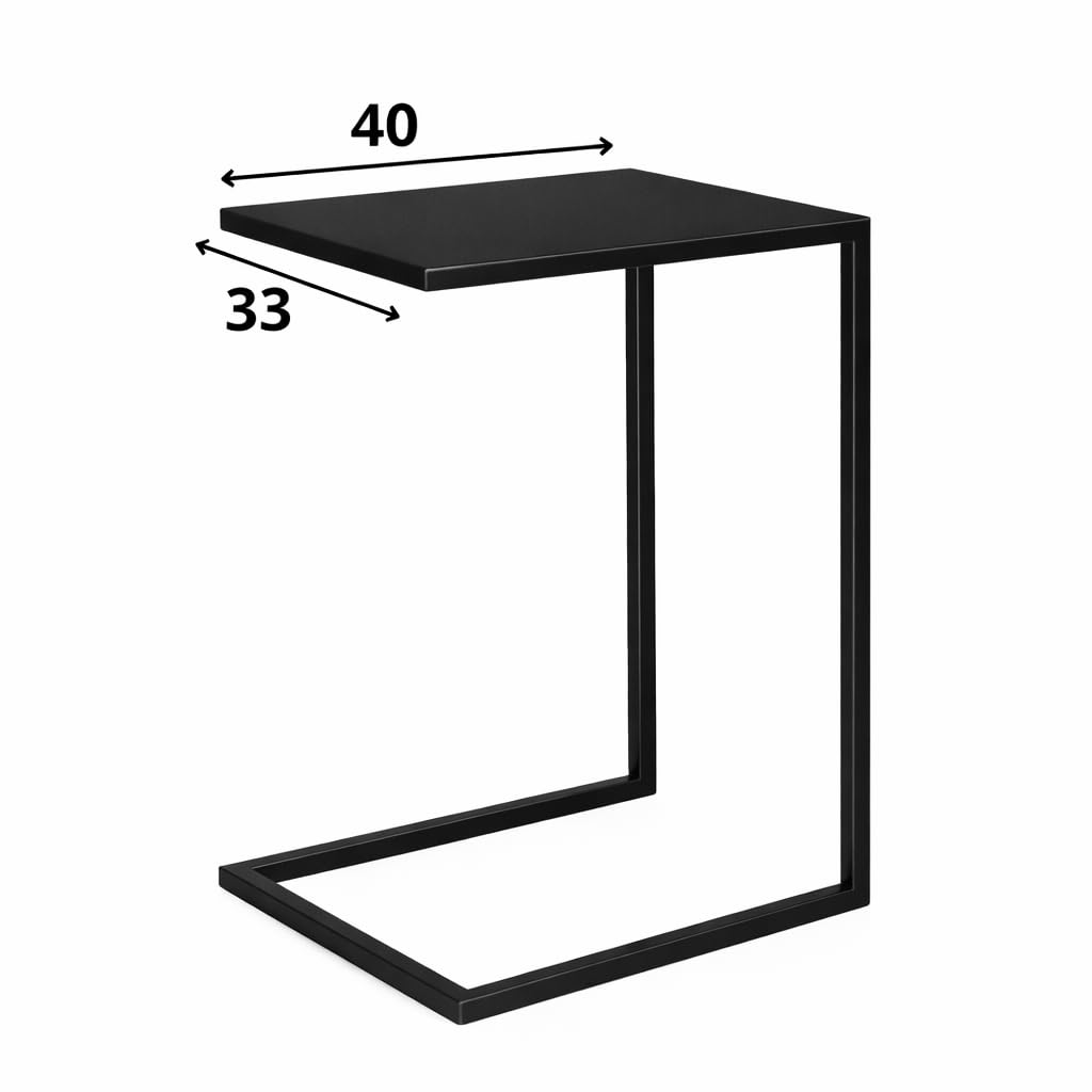 Mesa Auxiliar de sofá de 60 cm – Mueble salón Metal – Mesa Lateral de sofá Moderna – Negro 60 x 40 x 33 cm