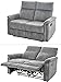 Produktbild Gemütliches 2-Sitzer Sofa mit praktischer Liegefunktion durch halbautomatische Relaxfunktion, verstellbare 2er Couch, hochwertige Federkern Polsterung, 130 cm breit, Bezug Velour Vintage Grau / 15127