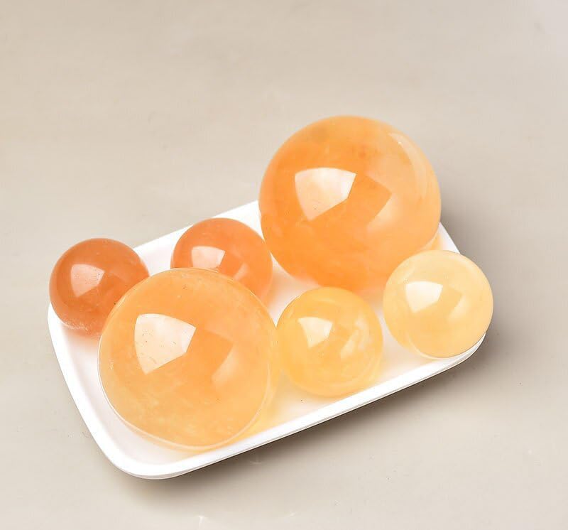 Yellow Crystal Ball Iceland Ball Calcite Home Decoration Seven Star Array Decoration,Yellow,40mm