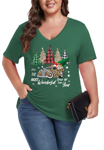 Image of ForHailey Women's Plus Size Short Sleeve Tee Shirt V Neck Basic Ladies Loose Fit T Shirt 1X-5X
