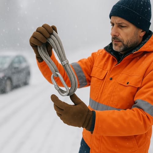 Çelik Çekme Halatı, Güvenli ve Uzun Ömürlü Kullanım, 3,5 Metre, 6‑8 mm Kalınlık, İzoleli, Dayanıklı Araç Kurtarma Halatı, Oto Yük Çekme Halatı