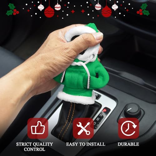 2PCS Christmas Car Shift Knob Hoodie Cover, Shifter Cover, Funny Hoodie Car Gear Shift Cover, Interior Accessories Christmas Car Decor Gear Shift Knob Cover for Manual/Automatic Shift Knob