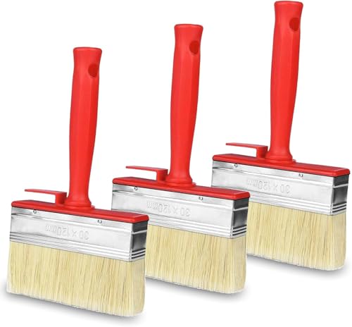 3 unidades de pintura superficial, 120 mm x 30 mm, pincel para barniz, pintura de pared, aceite de madera, color rojo, para barnices con disolventes, barnices