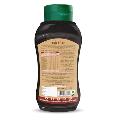 Image of Sweetch Dates Syrup 400 gm | Pure Natural Sweetener | No Added Sugar or Preservatives | Ideal for Milk, Cookies, Milkshakes, Pancakes, Muffins & Toppings | Convenient Squeeze Bottle (Pack of 1)