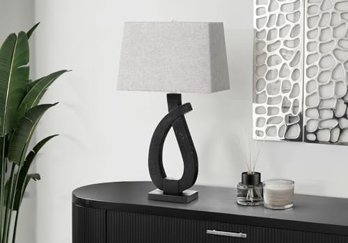 Monarch Specialties AM 9611 Lighting, 30" H, Table Lamp, Black Resin, Grey Shade, Contemporary by Monarch Specialties - Used condition - Image 2