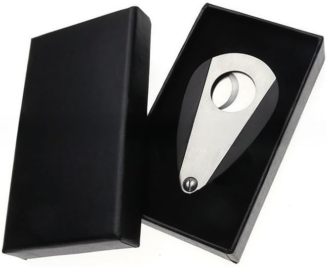 JDIME Stainless Steel Cigar Cutter, Professional Precision Double Blade Guillotine, Water-Drop Silhouette Handheld Clipper, Polished Metal Accessory(B)