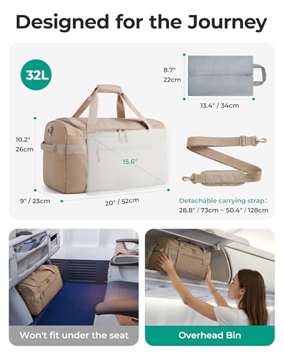 Image of BAGSMART Travel Duffel Bags with Dividers, 32L Gym Duffle Bag with Laptop Compartment, Carry On Weekender Overnight Bag, Shoe Bag, PVC Wet Pocket, Pink