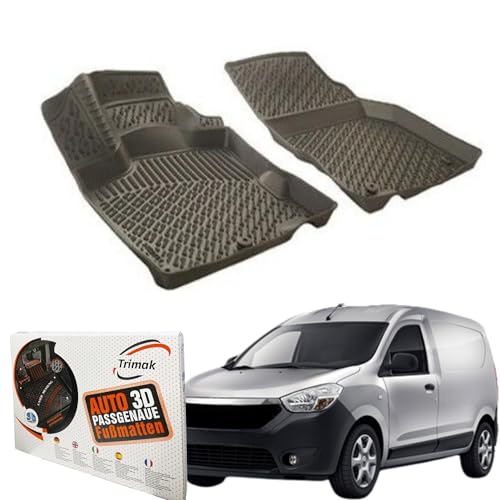 Trimak Passgenau 3D Fussmatten Auto Kompatibel mit Dacia Dokker 2012-2021 Auto Zubehör 1. Reihe...