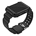 MOTEEV Compatible for Fitbit Versa & Versa Lite Bands and Case, [Rugged Pro] Resilient Protective Case with Replacement Wristband Strap for Fitbit Versa (Black +Black)
