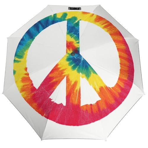 Parapluie pliant multicolore tie-dye symbole paix accessoire pluie