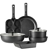 CAROTE カローテ フライパン セット 10点 鍋セット 一年保証 IH&ガス火対応 洗練されデザイン 軽量 コンパクト収納 取っ手のとれる チタンコート こびりつかずにお手入れ簡単 黒 ブラック