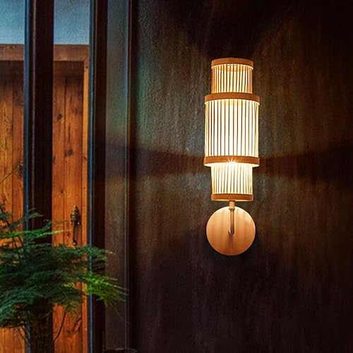 Vintage Vägglampa Vägglampa I Trä Inomhus E27 Retro Industrilampa Vägglampor I Bambu För Matsal Sovrum Vardagsrum Trappa Hall Väggbelysning